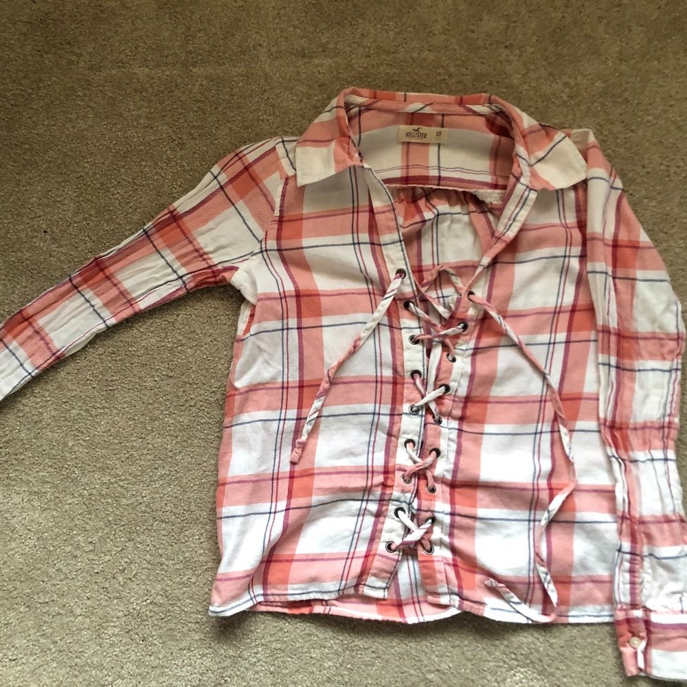 Hollister Flannel Lace up plaid shirt